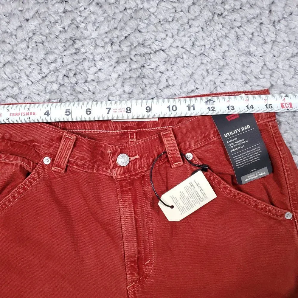 Levi’s Premium Dad Utility Jeans Baggy Loose Relaxed Straight Leg Red 28 x 30 - Picture 11 of 13